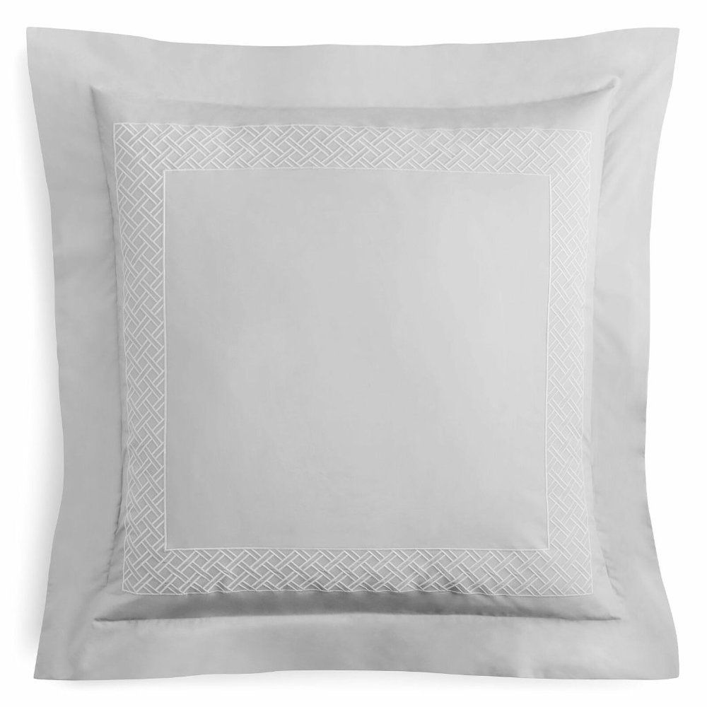 Matouk Rovella Egyptian Cotton Percale 500 TC Embroidered Euro Sham Silver